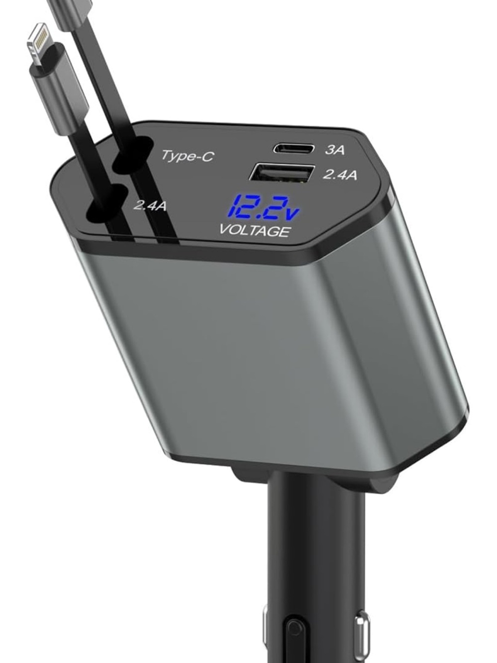 4-1 Retractable Cable Car Charger With Dual Ports